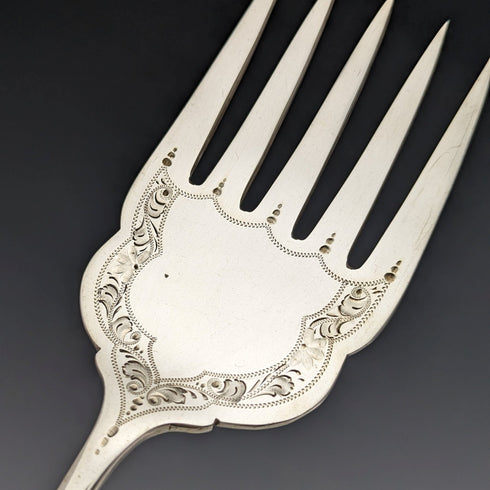 Around 1910 British antique silver plate fish server set in box Levesley Brothers